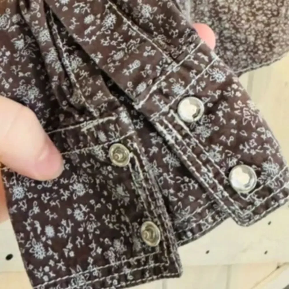 Cedar Rose Brown Floral Western Snap Button Shirt Women's Size Small - Picture 7 of 8